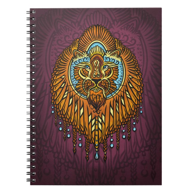 Regal Spirit Lion | Ornate Tribal Mandala Roar Spiral Notebook (Front)