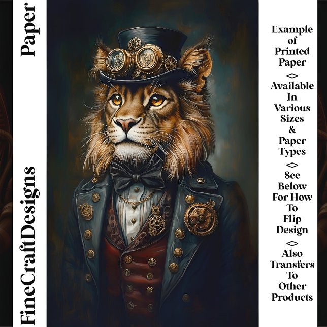 Regal Steampunk Lion Portrait CH9 Scrapbook Paper (Creator Uploaded)