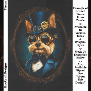 Regal Steampunk Yorkshire Terrier EF4L Decoupage Tissue Paper