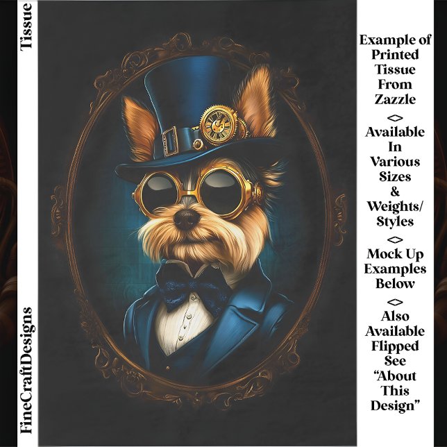 Regal Steampunk Yorkshire Terrier EF4L Decoupage Tissue Paper (Creator Uploaded)