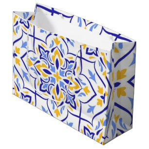 Regal Symphony Blue and Gold Luxury Mediterranean Large Gift Bag