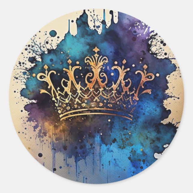 Regal Watercolor Crown Seal Sticker  (Front)