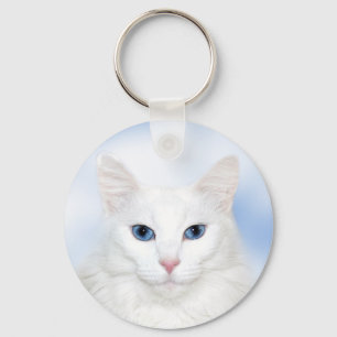 Regal white cat key ring