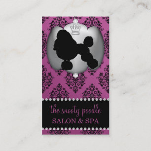 Regalia Purple Jewelled Damask Dog Grooming/Spa Business Card
