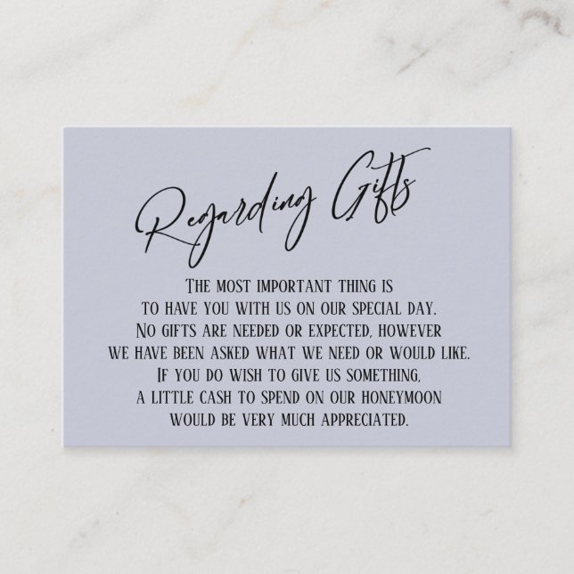 Regarding Gifts Handwriting Simple Dusty Blue Enclosure Card (Front)