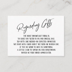 Regarding Gifts Modern Handwriting Simple Wedding Enclosure Card