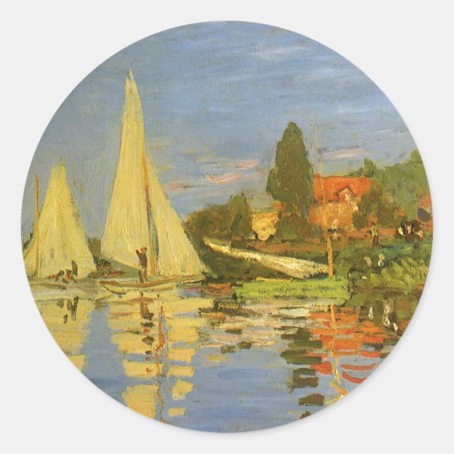 Regatta at Argenteuil by Claude Monet Classic Round Sticker (Front)