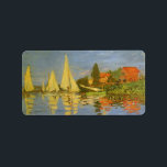 Regatta at Argenteuil by Claude Monet Label<br><div class="desc">Regatta at Argenteuil (1872) by Claude Monet is a vintage impressionism fine art nautical painting. You can see the reflection of the sailboats in the lake water. A maritime seascape with a yacht or boat race on a sunny summer season day. About the artist: Claude Monet (1840-1926) was a founder...</div>