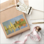 Regatta at Argenteuil by Claude Monet Rectangular Sticker<br><div class="desc">Regatta at Argenteuil (1872) by Claude Monet is a vintage impressionism fine art nautical painting. You can see the reflection of the sailboats in the lake water. A maritime seascape with a yacht or boat race on a sunny summer season day. About the artist: Claude Monet (1840-1926) was a founder...</div>