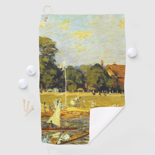 Regatta at Hampton Court Alfred Sisley Poster Golf Towel (InSitu)