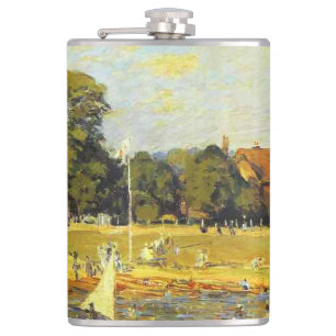 Regatta at Hampton Court Alfred Sisley Poster Hip Flask
