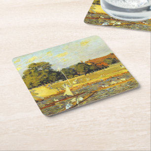 Regatta at Hampton Court Alfred Sisley Poster Square Paper Coaster