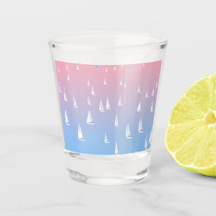 Regatta Boats on the Ocean Shot Glass