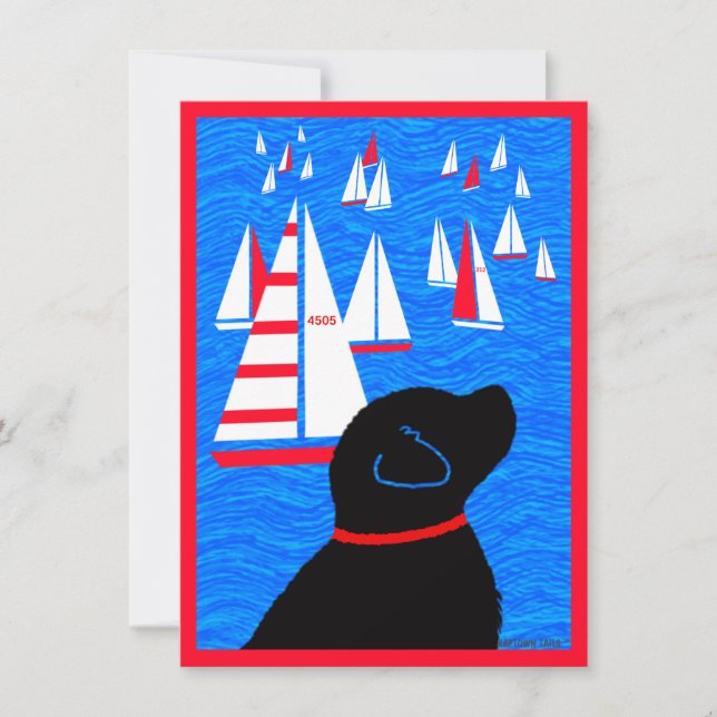 Regatta Day Black Dog Blank Flat Card (Front)