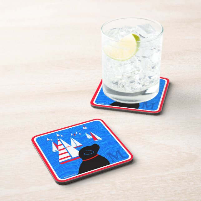 Regatta Day Black Dog Coaster Set (Right Side)