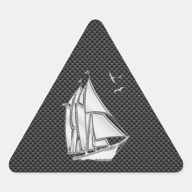 Regatta Sailboat on Carbon Fibre Style Triangle Sticker (Front)