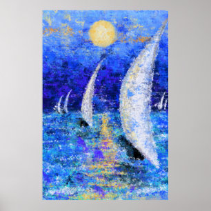 Regatta Sailing - Abstract Art Original Painting  Poster