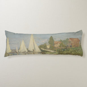 Regattas at Argenteuil, OIl Painting, Claude Monet Body Cushion
