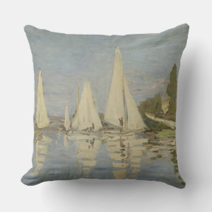 Regattas at Argenteuil, OIl Painting, Claude Monet Cushion