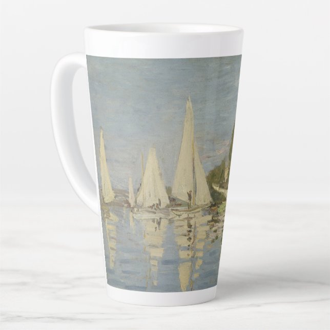 Regattas at Argenteuil, OIl Painting, Claude Monet Latte Mug (Left Angle)