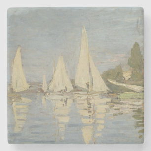 Regattas at Argenteuil, OIl Painting, Claude Monet Stone Coaster