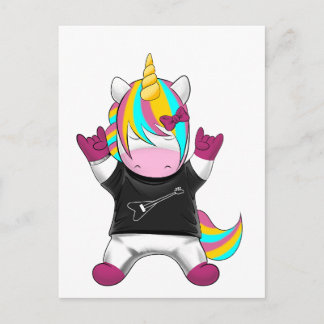 Regenbogen Einhorn Rocker Postcard