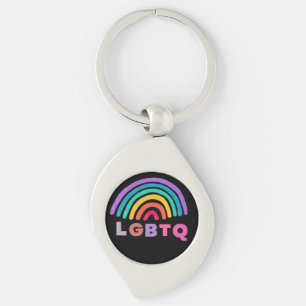 Regenbogen gemalt mit Schrift LGBTQ Key Ring