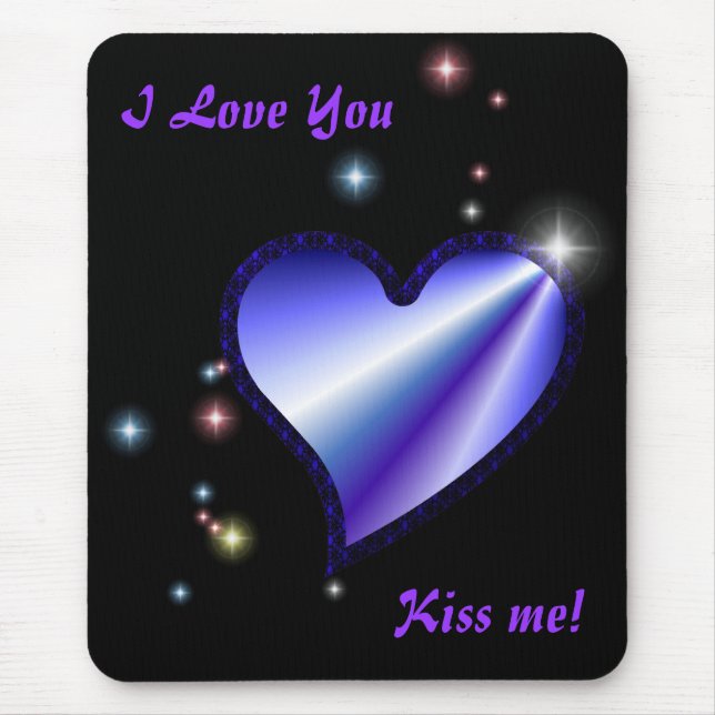 Regenbogen-Herz mit Sternchen auf schwarz Mouse Pad (Front)