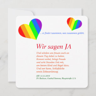 Regenbogen Herzen Einladung Invitation