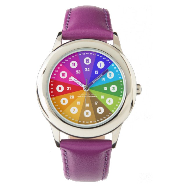 Regenbogen Lernuhr Armbanduhr 12 Stunden Anzeige Watch (Front)