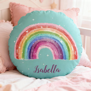Regenbogen mit Sternchen   personalisierbares  Round Cushion