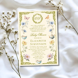 Regency A Baby Is Brewing Tea Party Baby Shower Invitation