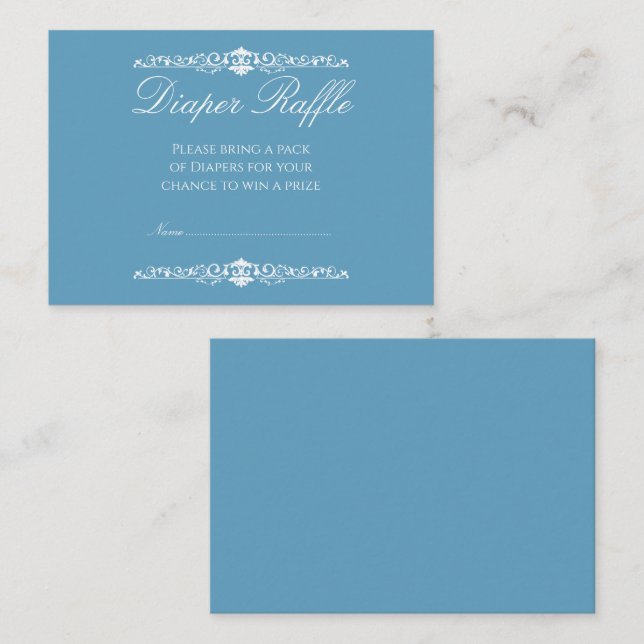 Regency Blue  Baby Shower Diaper Raffle  Enclosure Card (Front/Back)