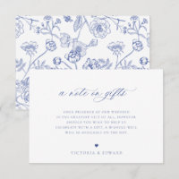 Regency Blue Floral A Note On Gifts Wedding Card