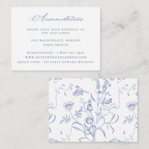 Regency Blue Floral Wedding Accommodations Enclosure Card