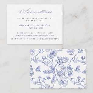 Regency Blue Floral Wedding Accommodations Enclosure Card