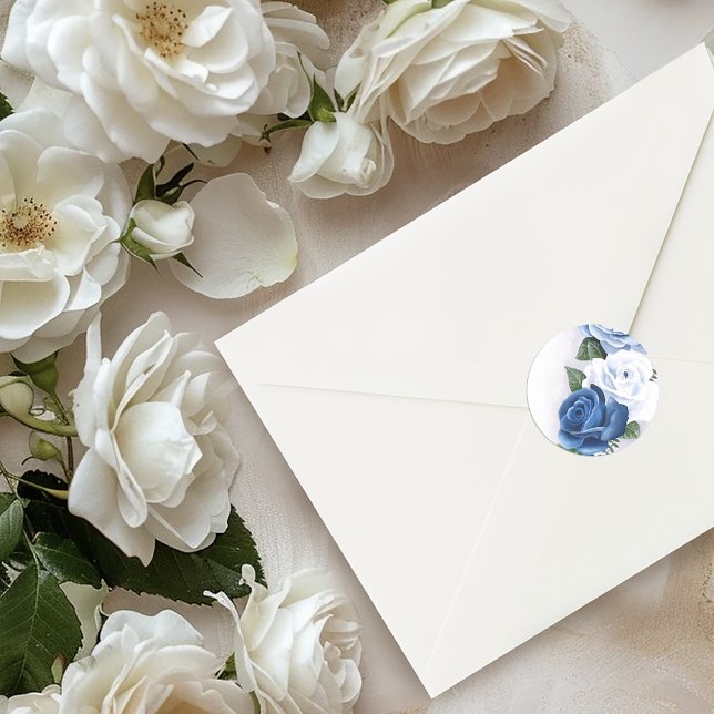 Regency Blue Roses Bridgerton Classic Round Sticker (Creator Uploaded)