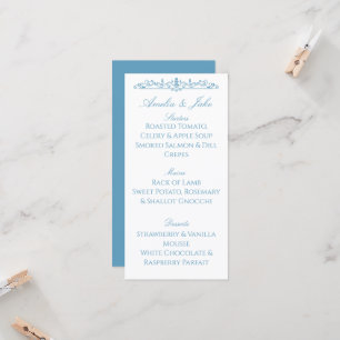 Regency Blue Wedding Menu Card
