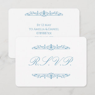 Regency Blue & White RSVP Card