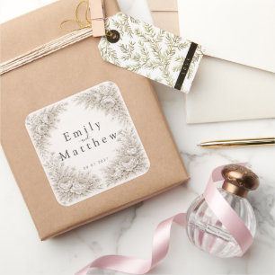 Regency Botanical Engraving Wedding Sticker Set