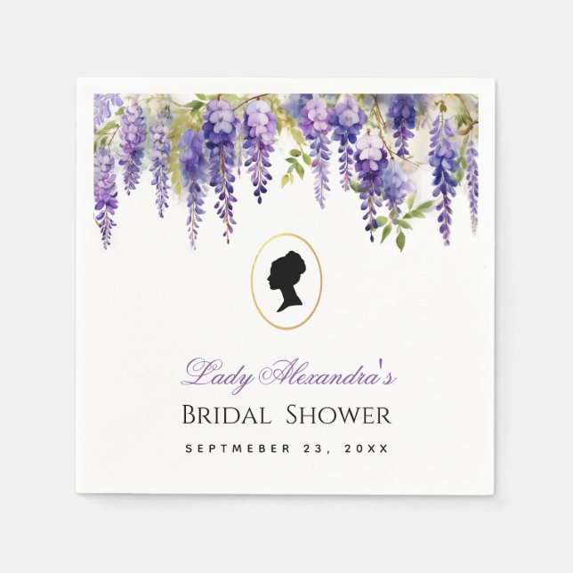 Regency Bridal Shower Vintage Wisteria Floral  Napkin (Front)