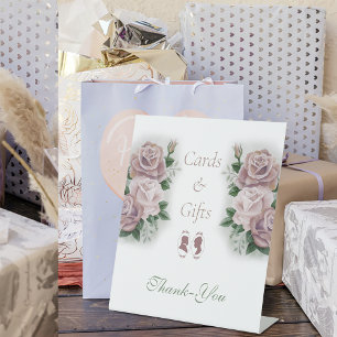 Regency Bridgerton Pink Roses Cameo Cards & Gifts Pedestal Sign