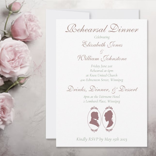 Regency Bridgerton Pink Roses Cameos Invitation (Creator Uploaded)