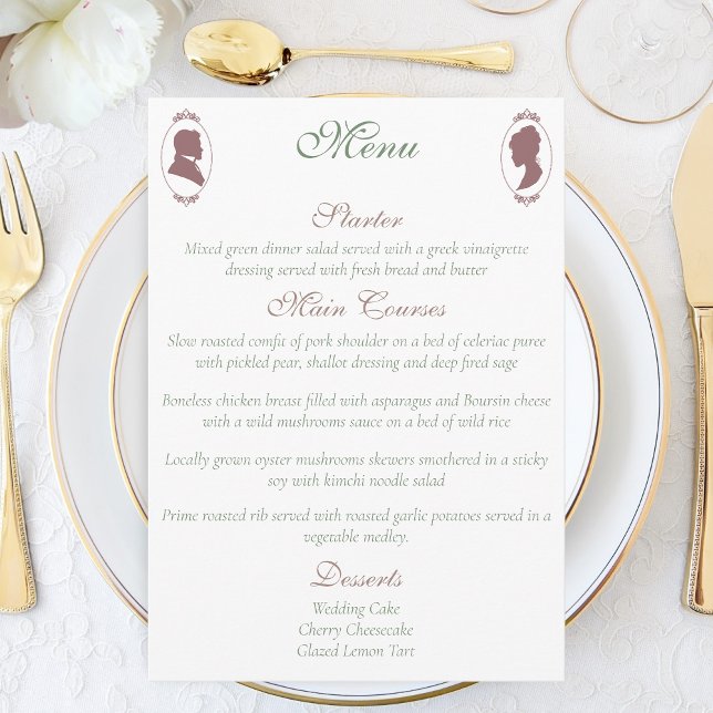 Regency Bridgerton Pink Roses Cameos Menu (Creator Uploaded)