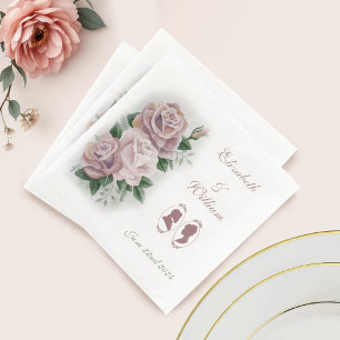 Regency Bridgerton Pink Roses Cameos Napkin