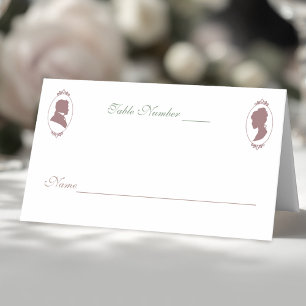 Regency Bridgerton Pink Roses Cameos Place Card