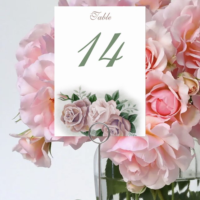 Regency Bridgerton Pink Roses Cameos Table Number (Creator Uploaded)