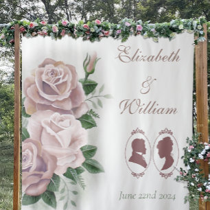 Regency Bridgerton Pink Roses Cameos Tapestry