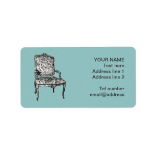 Regency chair in turquoise label