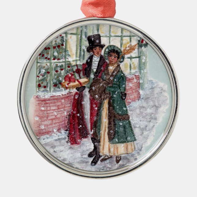 Regency Christmas Shoppers - Jane Austen  Metal Tree Decoration (Front)